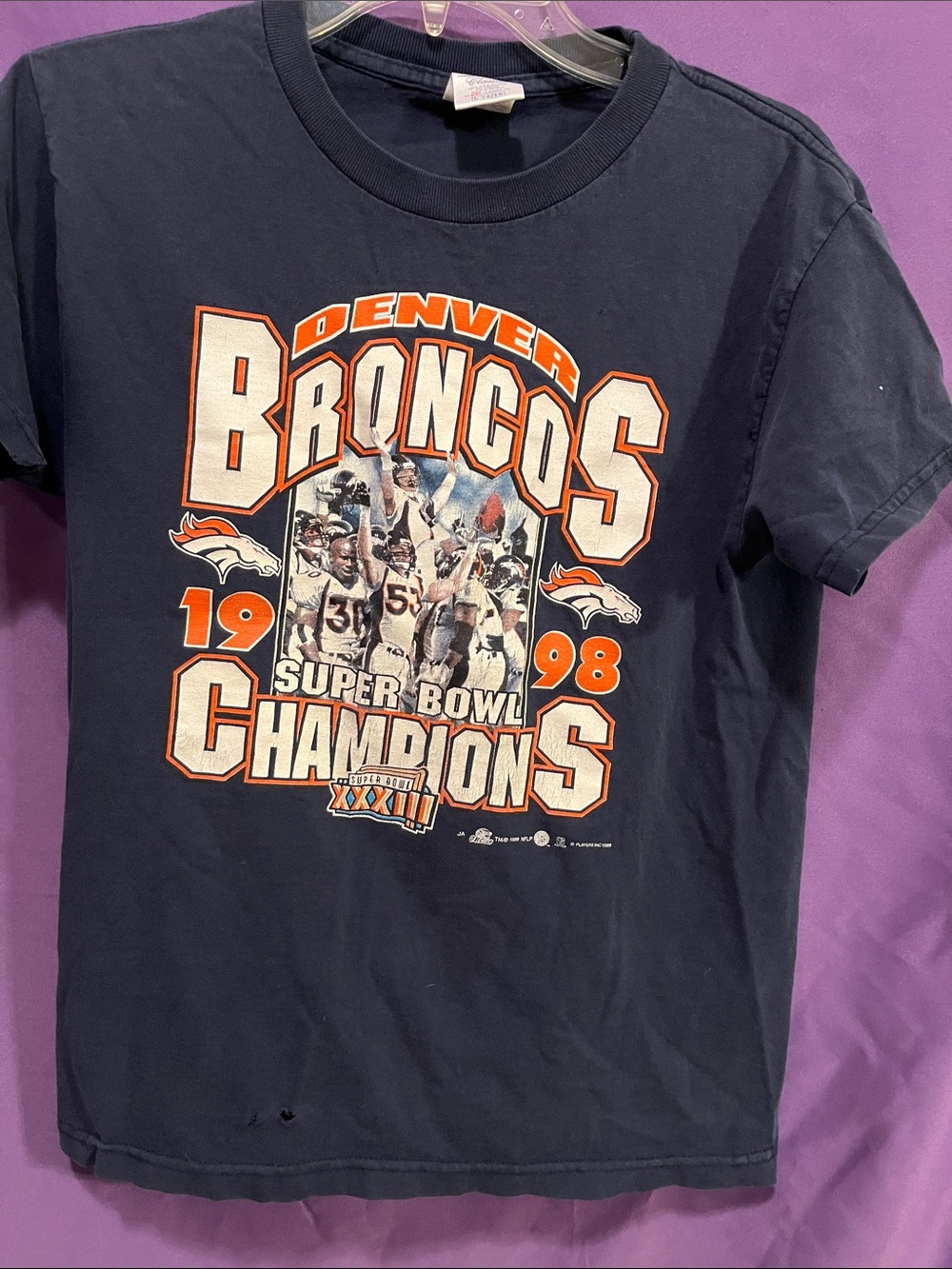 Unique Vintage Navy Denver Broncos 1998 Super Bowl Champions Tee